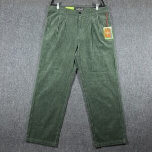 NWT Houston White Double Pleated Wide Leg Trousers Corduroy Green Mens 40x32